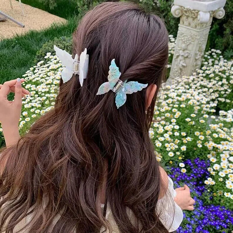 Vintage Butterfly Acetate Hair Claw Clip – Sweet Trendy Barrette for Women & Girls