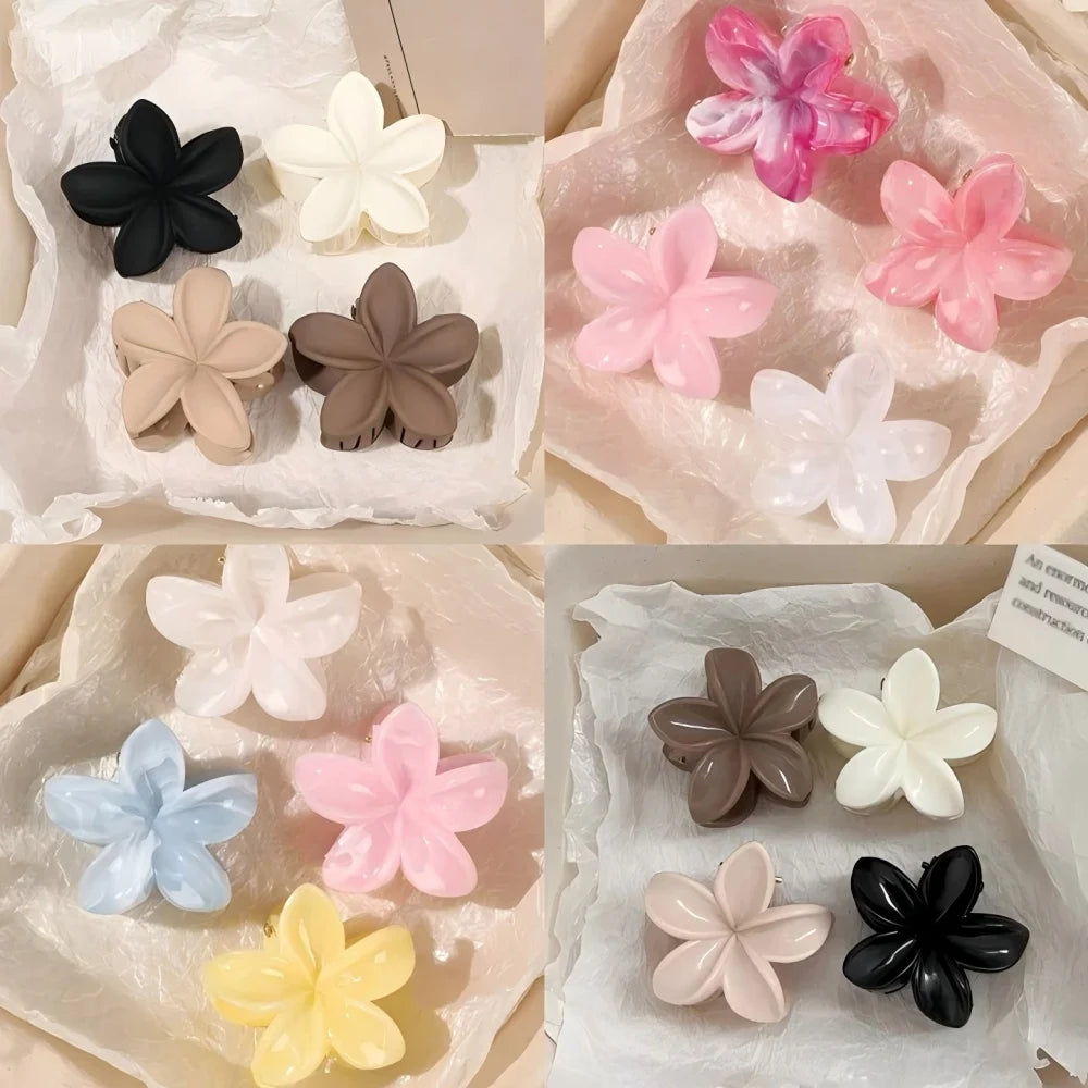 4Pcs Multicolor Flower Hair Claw Clips for Women – Nonslip Cute Plastic Barrette Set