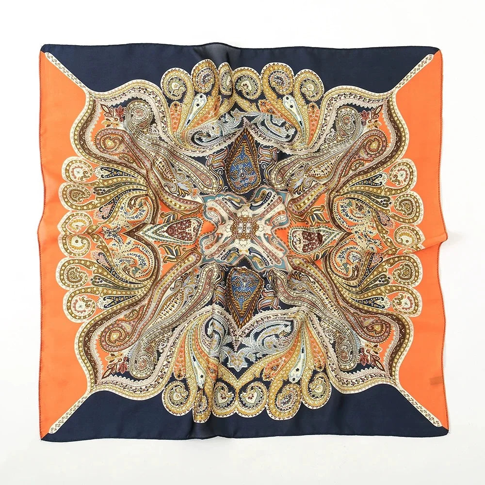 70cm Hair Print Silk-Feel Scarf | Women's Luxury Neck Tie & Shawl Wrap