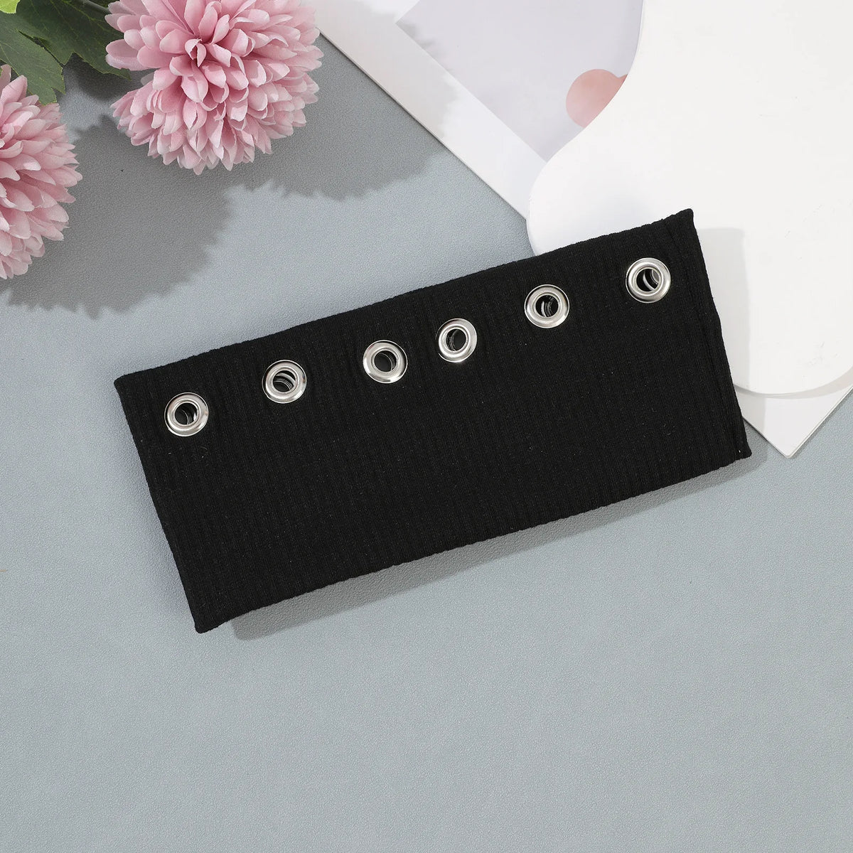 Punk Hollowed-Out Eyelet Headband | Rock Steampunk Wide Elastic Hair Accessory