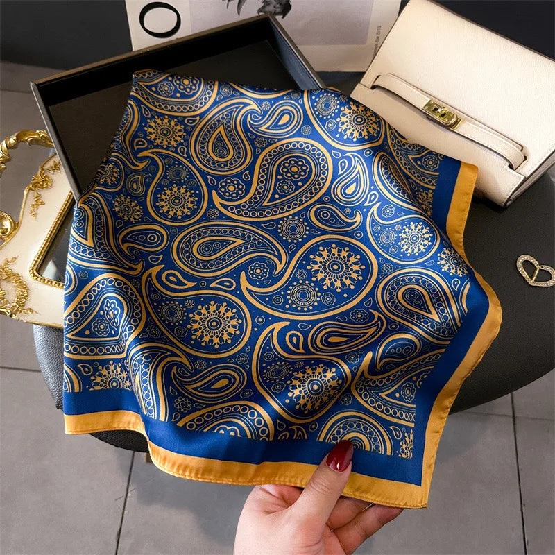 70cm Hair Print Silk-Feel Scarf | Women's Luxury Neck Tie & Shawl Wrap