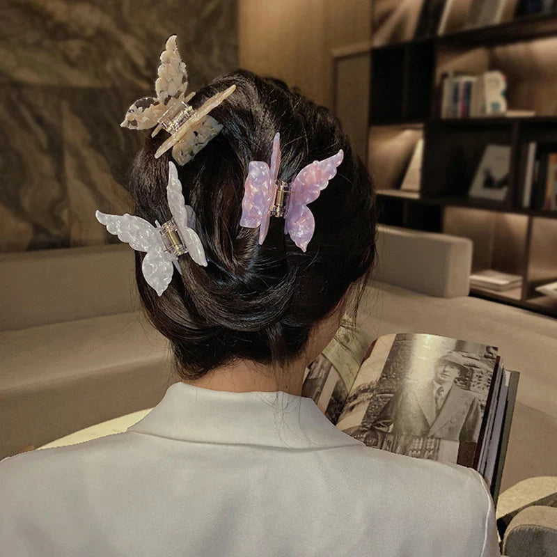 Vintage Butterfly Acetate Hair Claw Clip – Sweet Trendy Barrette for Women & Girls