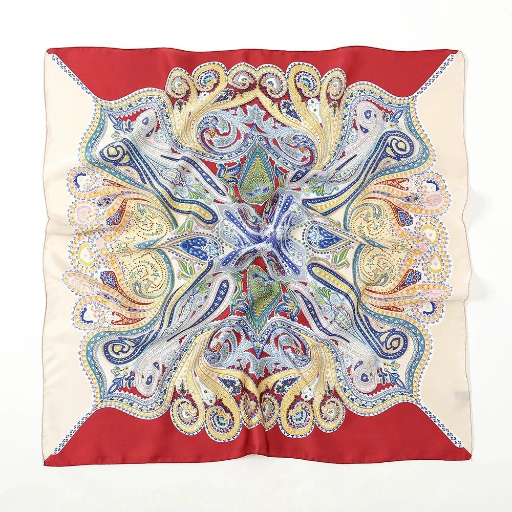 70cm Hair Print Silk-Feel Scarf | Women's Luxury Neck Tie & Shawl Wrap