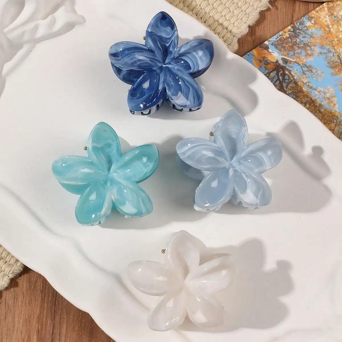 4Pcs Multicolor Flower Hair Claw Clips for Women – Nonslip Cute Plastic Barrette Set