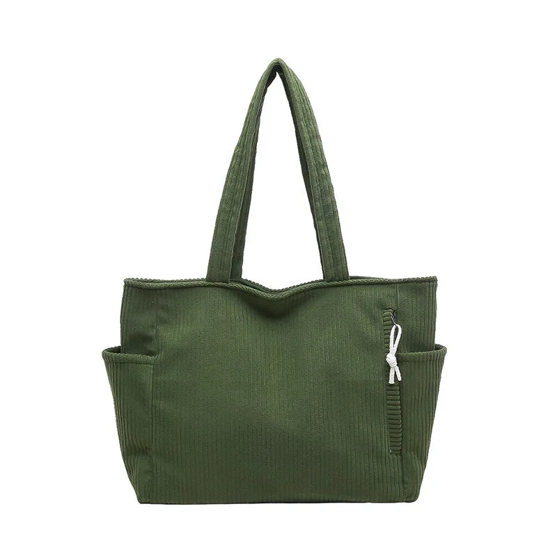 Corduroy Large Capacity Shoulder Bag | Retro Artistic Women's Handbag