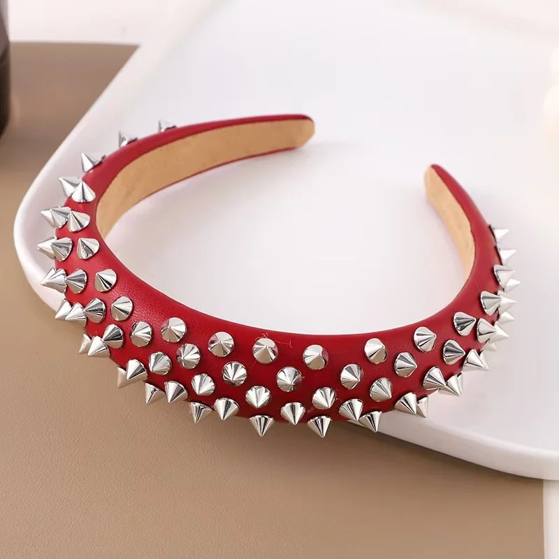 Punk Hollowed-Out Eyelet Headband | Rock Steampunk Wide Elastic Hair Accessory