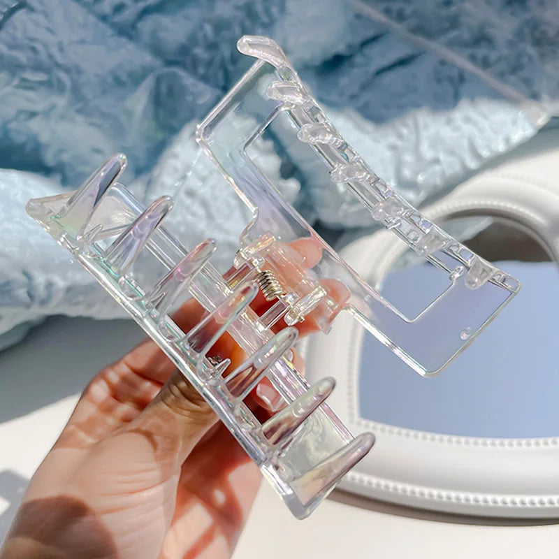 Colorful Transparent Geometric Hair Claw Clip for Women – Sweet Y2K Hair Accessory