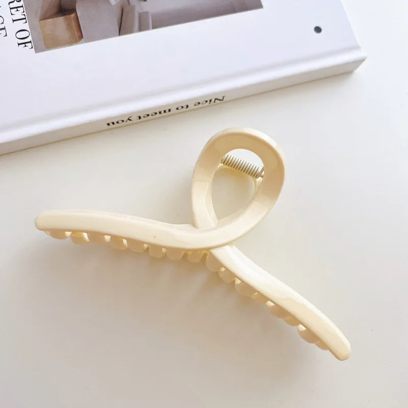 Gold S-Shaped Metal Hair Claw Clip for Women – Elegant Korean Duckbill Ponytail Clip
