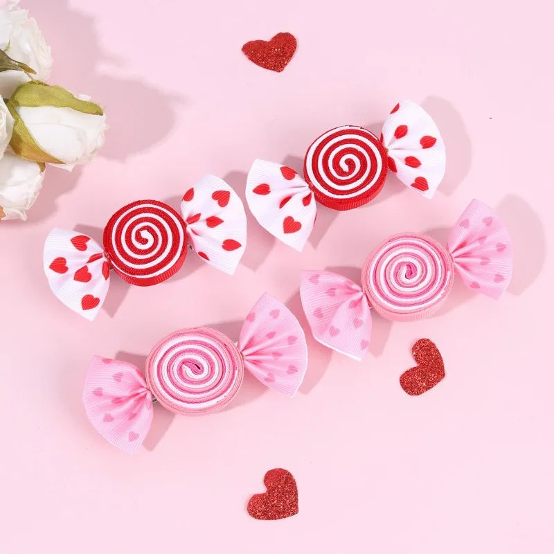 Cute Lollipop Heart Butterfly Bow Hair Clips for Girls – Sweet Kids Hair Accessory (1 Pair)