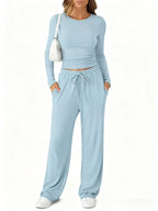 Women's Waist-Defining Long-Sleeve Tracksuit Set