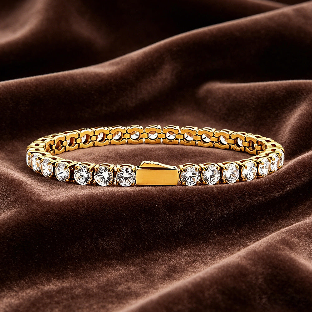 Square-Cut White Zircon Tennis Bracelet
