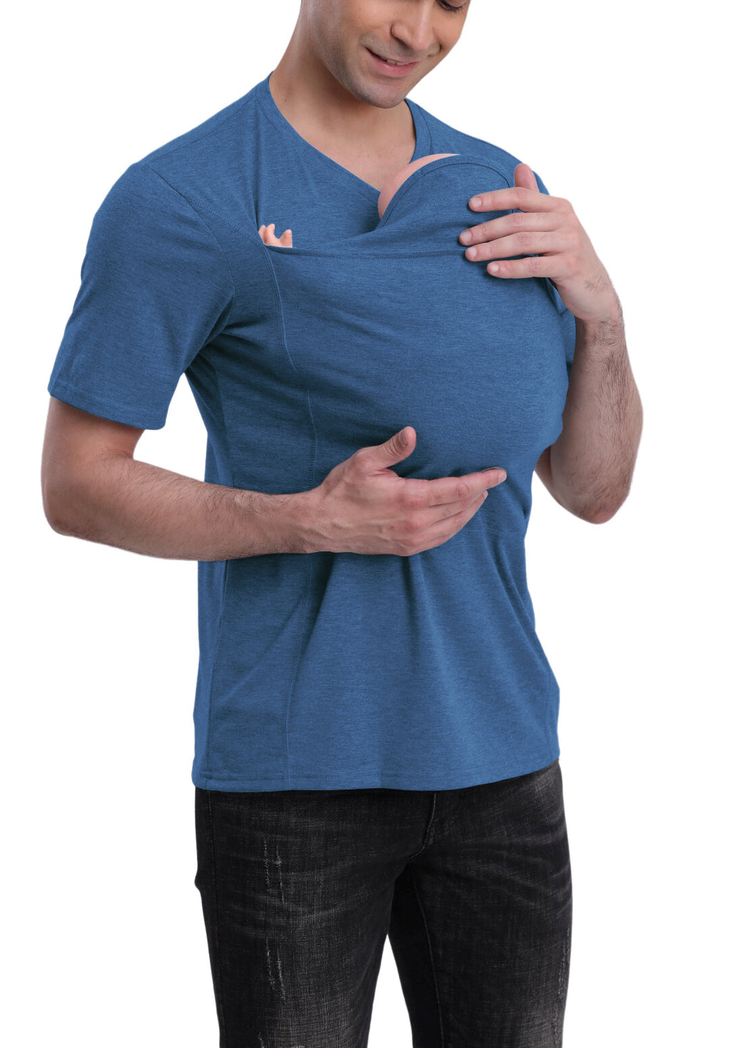 Cotton Blend Short-Sleeve Shirt with Kangaroo Pocket – S–5XL
