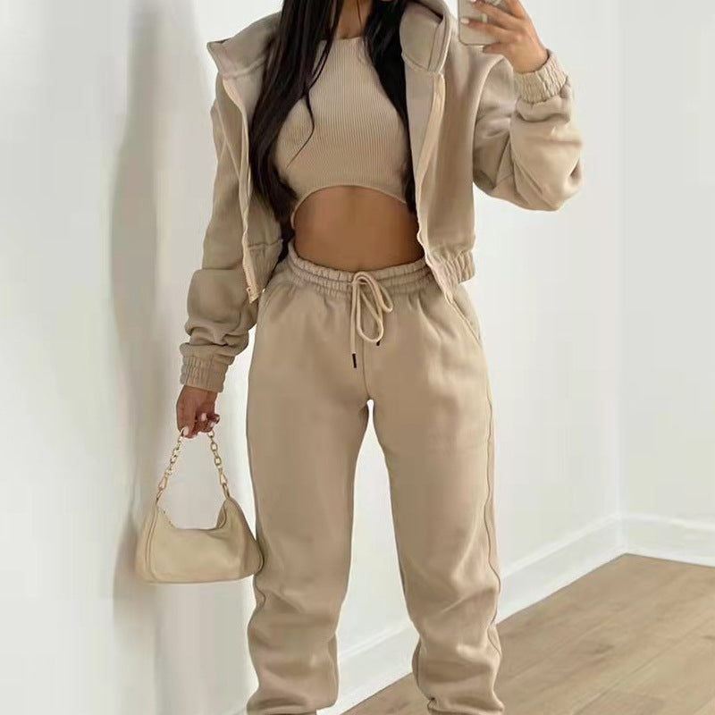 Women's Fleece-Lined Hooded Tracksuit Set