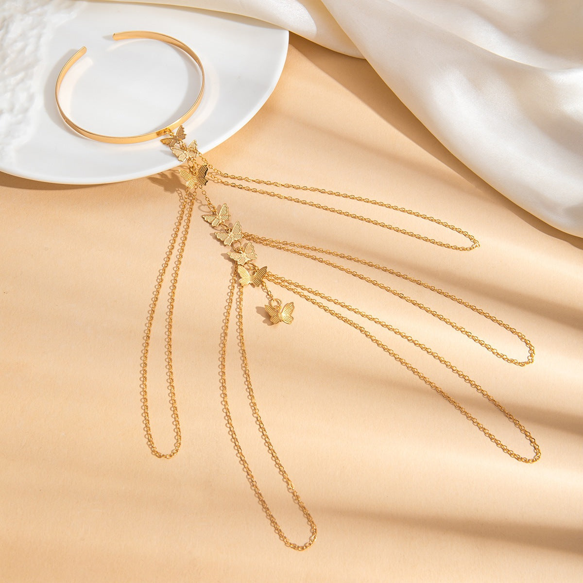 Vintage Butterfly Layered Chain Bracelet – Gold or Silver
