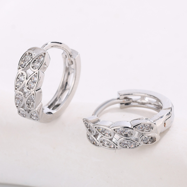 Diamond Studded Hoop Earrings
