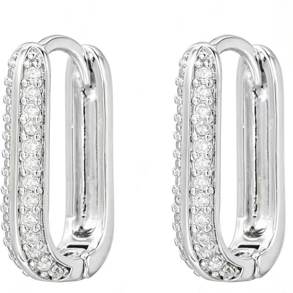 Diamond Studded Hoop Earrings