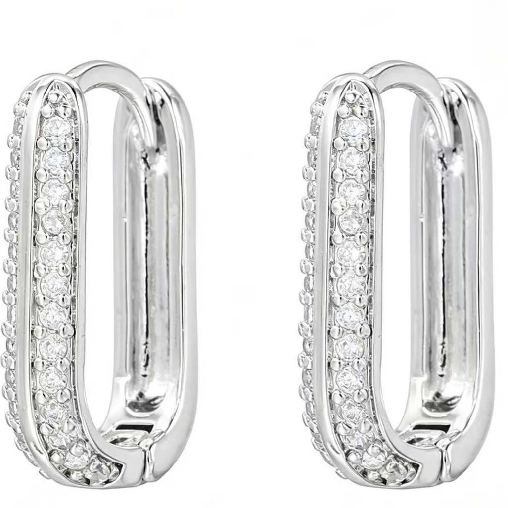Diamond Studded Hoop Earrings