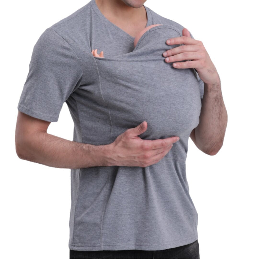 Cotton Blend Short-Sleeve Shirt with Kangaroo Pocket – S–5XL