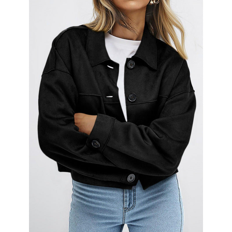 Women's Suede-Look Button-Front Jacket
