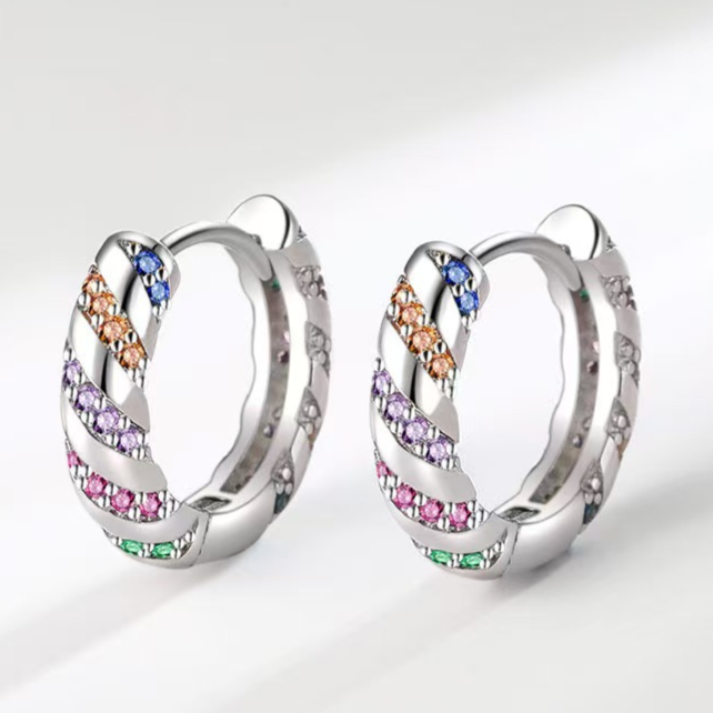 Diamond Studded Hoop Earrings