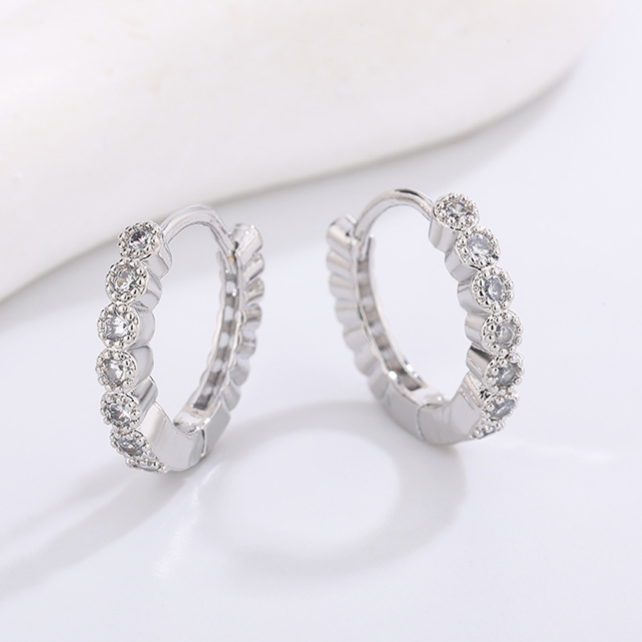 Diamond Studded Hoop Earrings