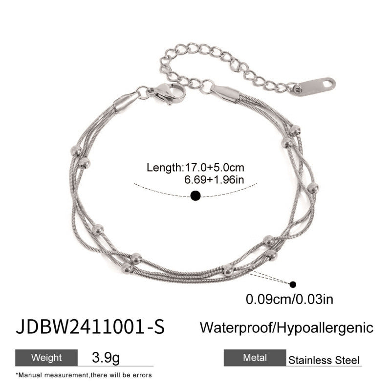 Stainless Steel Gold Multi-Layered Stacking Bracelet
