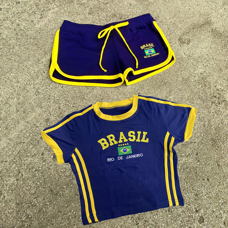 Women's Brazil Letter Y2K Top or Shorts