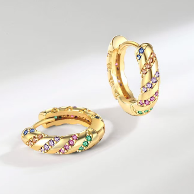 Diamond Studded Hoop Earrings