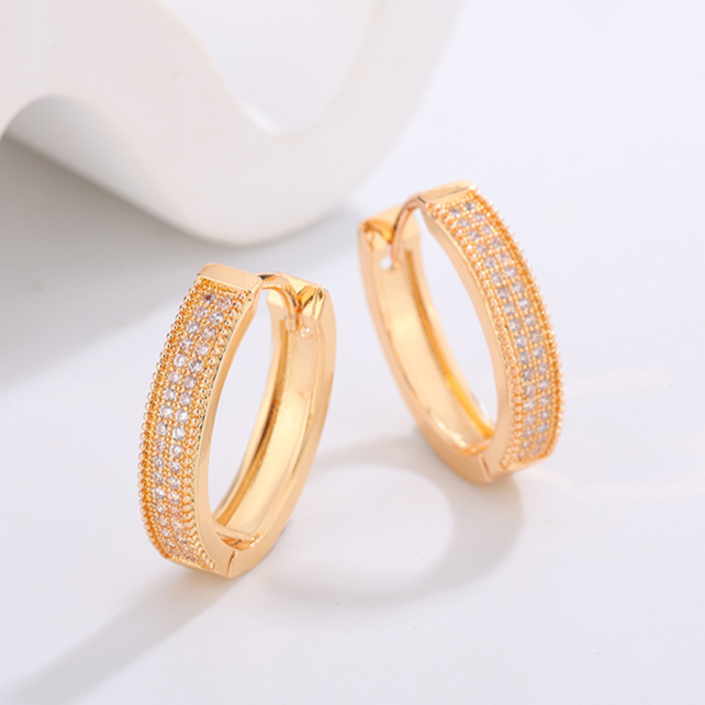 Diamond Studded Hoop Earrings