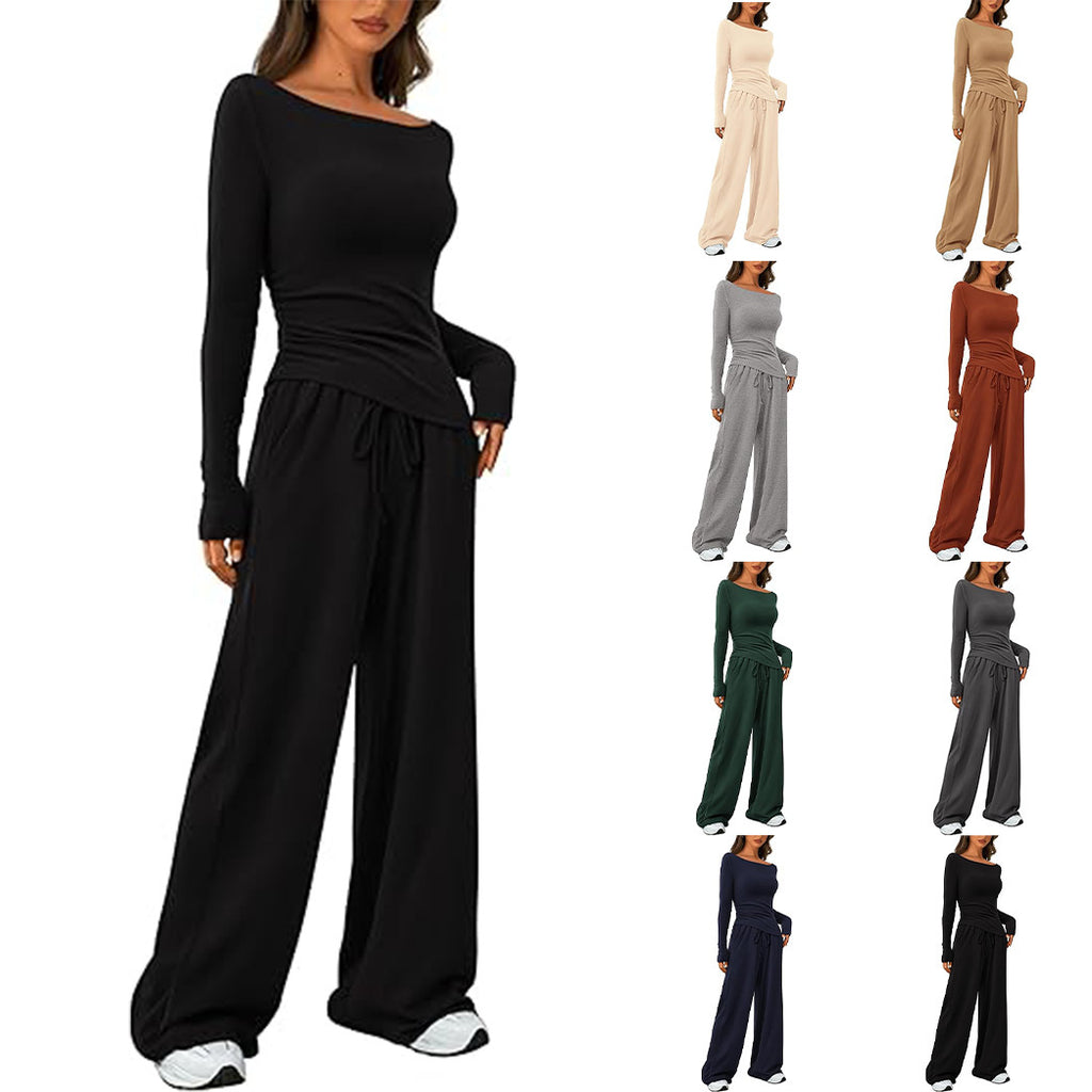 Women's Asymmetric Top & Wide-Leg Pants Set