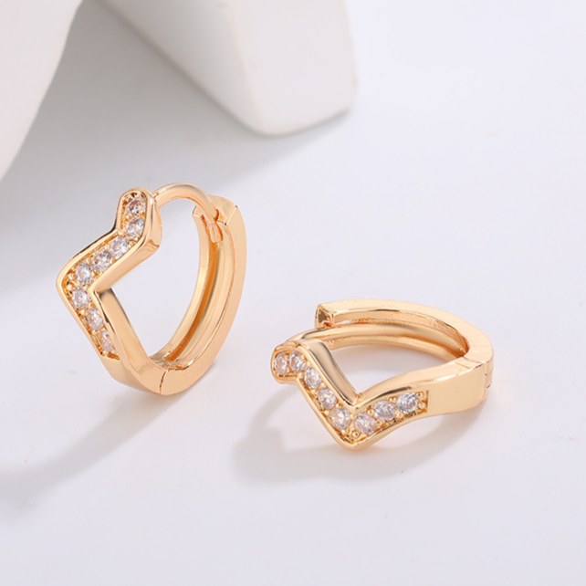 Diamond Studded Hoop Earrings