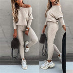 Women's One-Shoulder Lace-Up Tracksuit Set