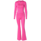 Women's Zip-Up Hoodie & Flared Pants Set
