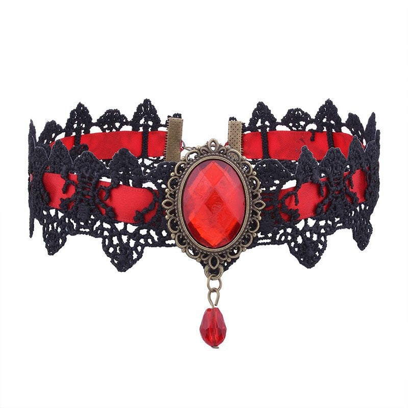 Gothic Rhinestone Choker Collar Necklace