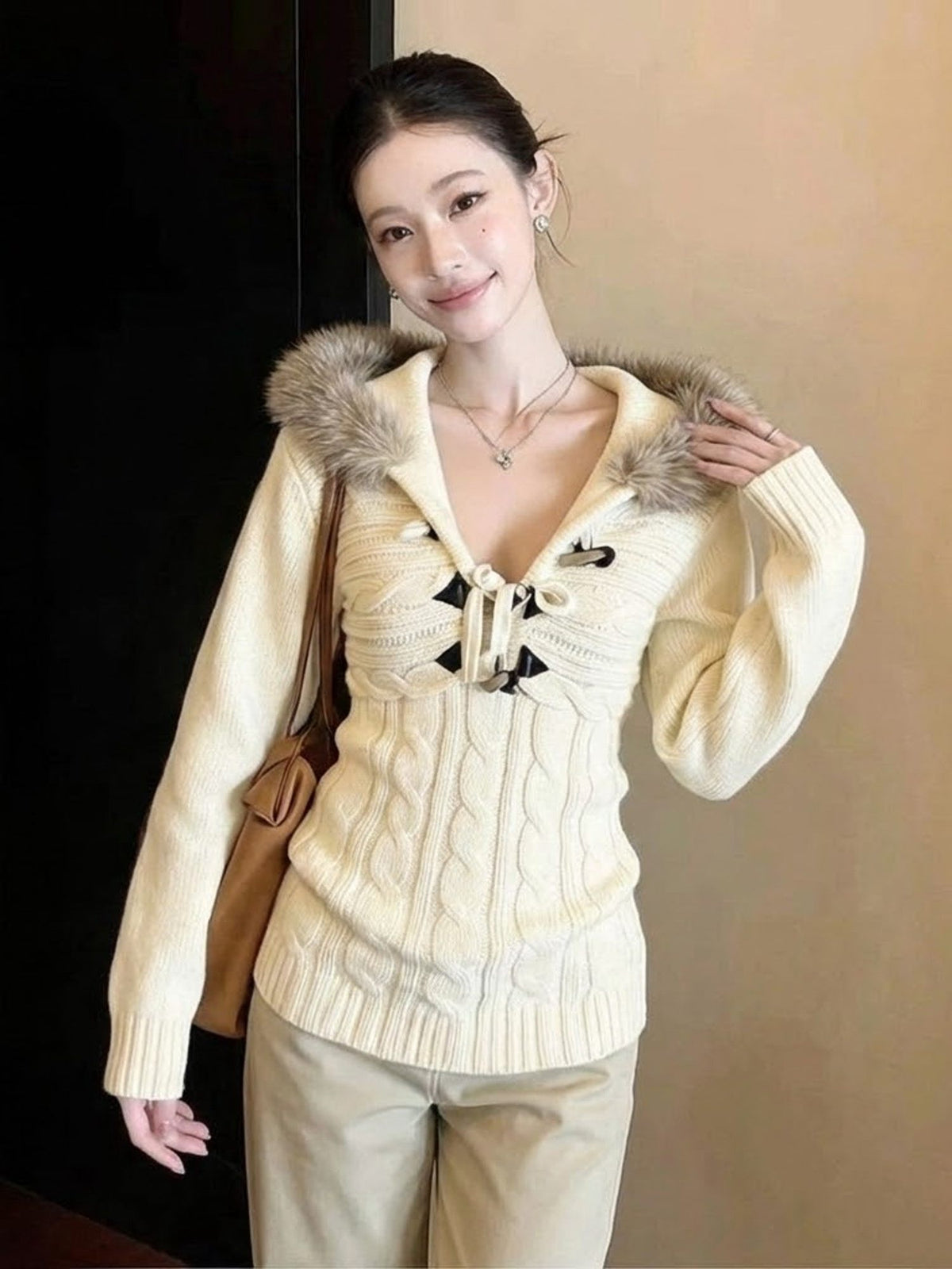 Women's Retro Hooded Knit Sweater