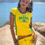 Women's Brazil Letter Y2K Top or Shorts