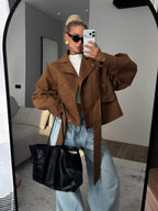 Women's Statement Faux Suede Trench Jacket
