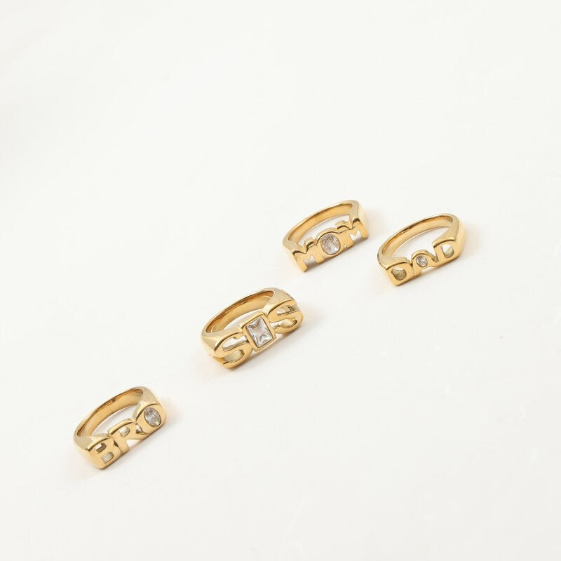 Titanium Steel Letter Engraved Electroplated Ring