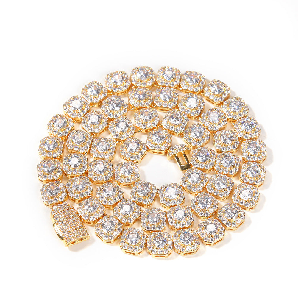 9mm Square Zircon Box Chain Necklace