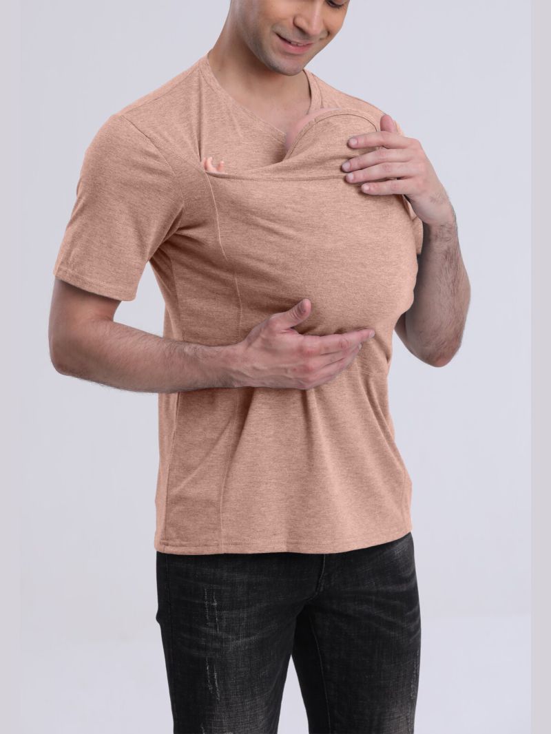 Cotton Blend Short-Sleeve Shirt with Kangaroo Pocket – S–5XL