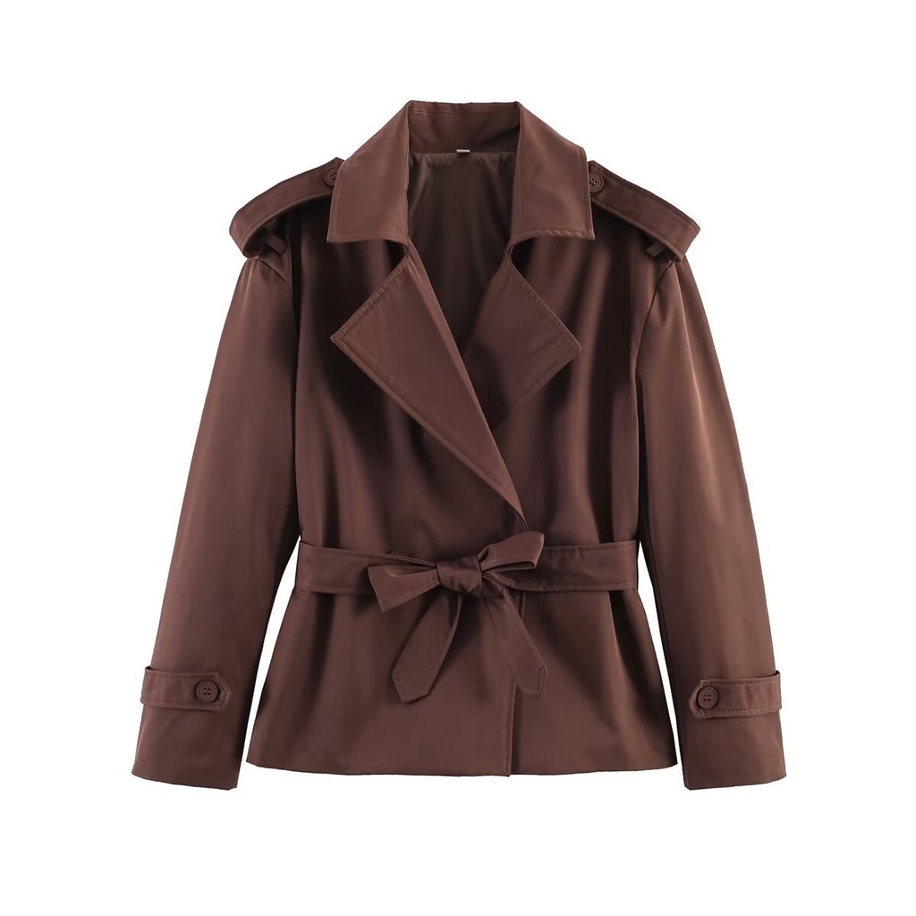 Women's Short Trench Coat – Belted Lapel Coat in 8 Colours | Casual & Semi-Formal