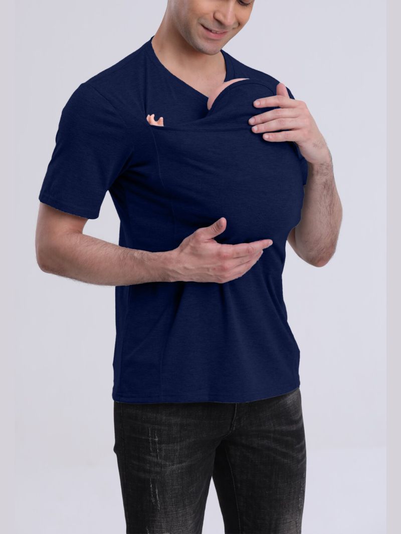 Cotton Blend Short-Sleeve Shirt with Kangaroo Pocket – S–5XL