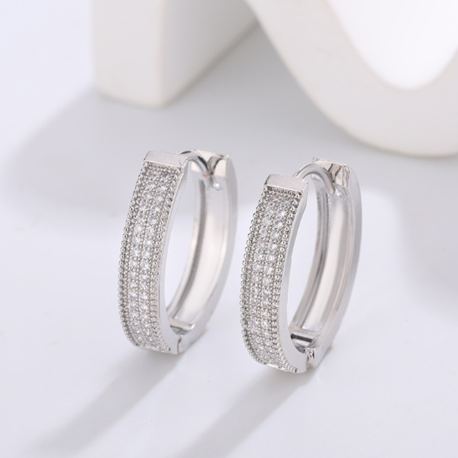 Diamond Studded Hoop Earrings