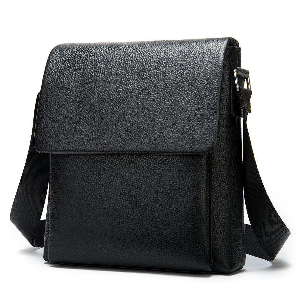 Men’s Genuine Cowhide Crossbody Shoulder Bag – Black