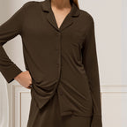 Women's Viscose-Blend Button-Up Pajama Set