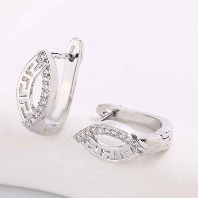 Diamond Studded Hoop Earrings