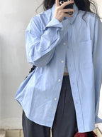 Women's Relaxed Polo-Collar Long-Sleeve Shirt