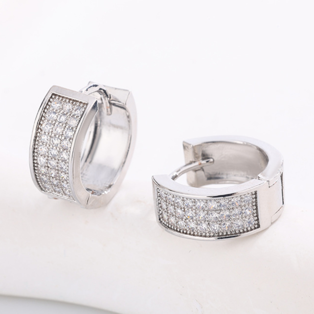 Diamond Studded Hoop Earrings