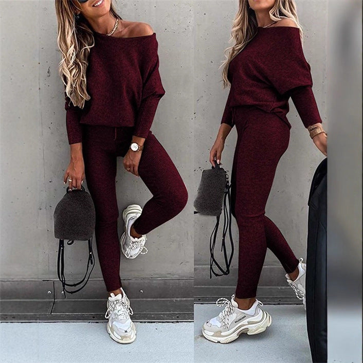 Women's One-Shoulder Lace-Up Tracksuit Set