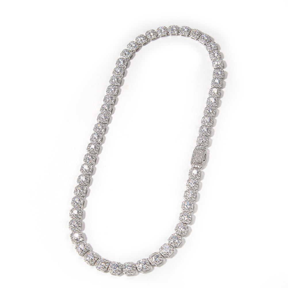 9mm Square Zircon Box Chain Necklace